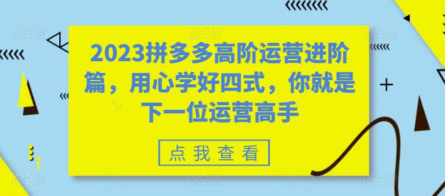 023拼多多高阶运营进阶篇，用心学好四式，你就是下一位运营高手"