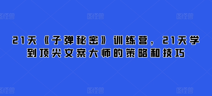 1天《子弹秘密》训练营，21天学到顶尖文案大师的策略和技巧"