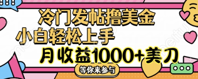 冷门发帖撸美金项目，月收益1000+美金，简单无脑，干就完了【揭秘】