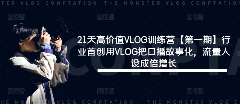 1天高价值VLOG训练营【第一期】行业首创用VLOG把口播故事化，流量人设成倍增长"