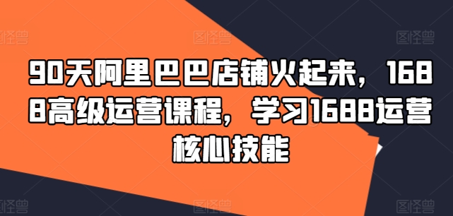 0天阿里巴巴店铺火起来，1688高级运营课程，学习1688运营核心技能"