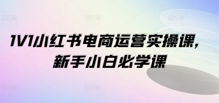 V1小红书电商运营实操课，新手小白必学课"