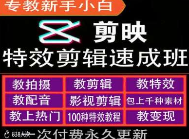 剪映特效教程和运营变现教程，特效剪辑速成班，专教新手小白